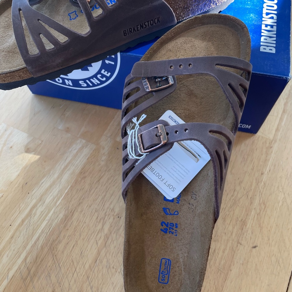 Birkenstock Brown Sandals with Cork Footbed and Contoured Shape